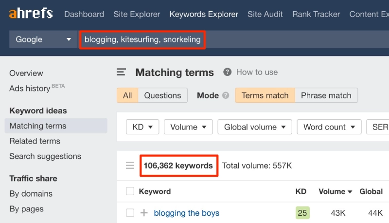 Nghiên cứu từ khóa với Ahrefs Keyword Explorer