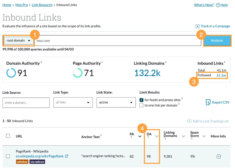 Moz Link Explorer