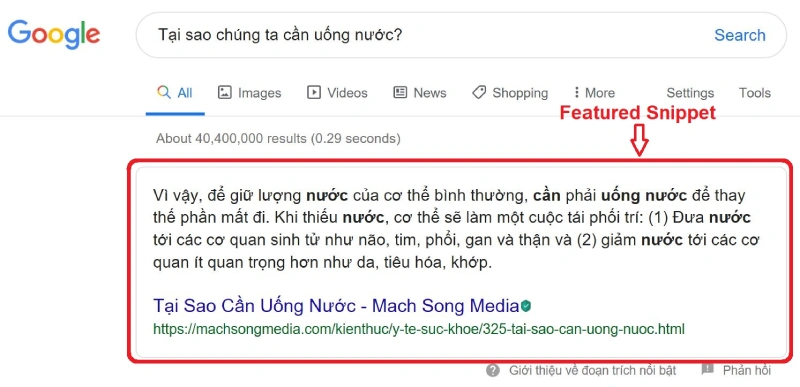 Featured Snippet đoạn văn