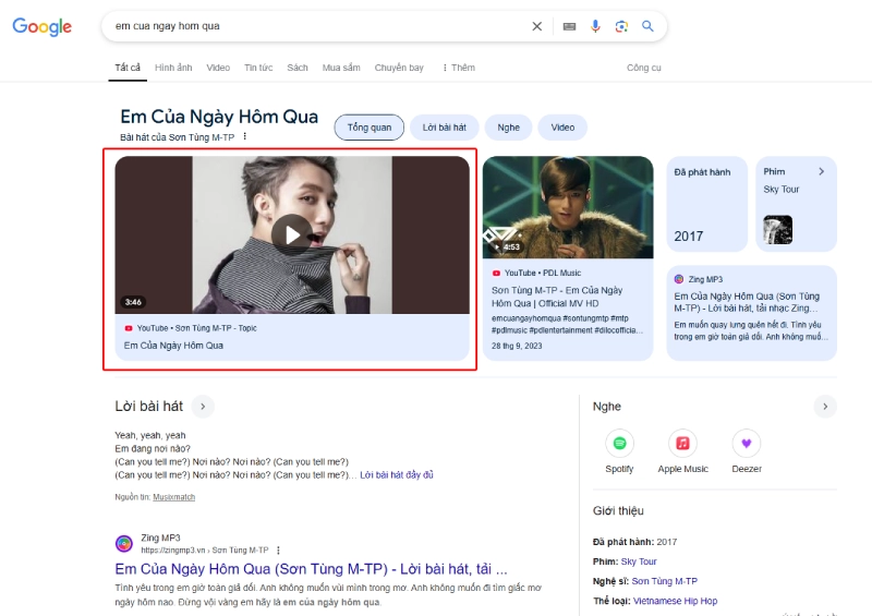 Featured Snippet dạng video