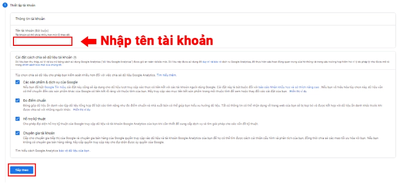 Tạo tài khoản Google Analytics