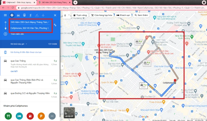 Google Maps hỗ trợ chỉ đường và tìm kiếm địa điểm