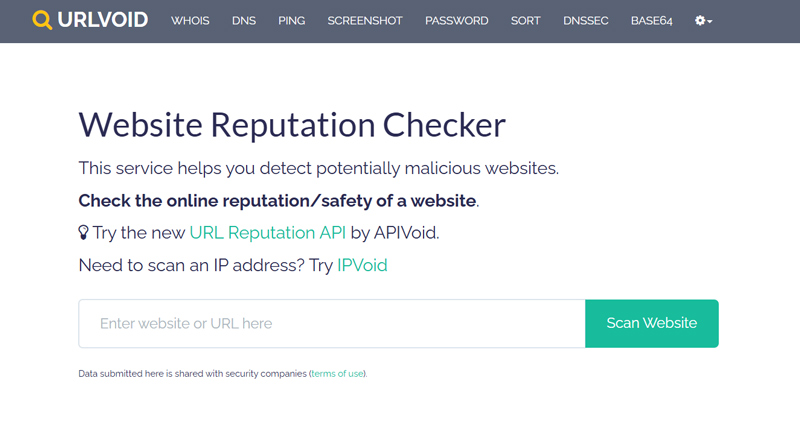 Công cụ kiểm tra độ uy tín của website URL Void