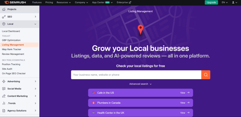 SEMrush Local SEO Toolkit là công cụ để tối ưu SEO Local