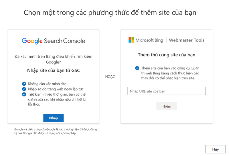 Thiết lập Bing Webmaster Tool