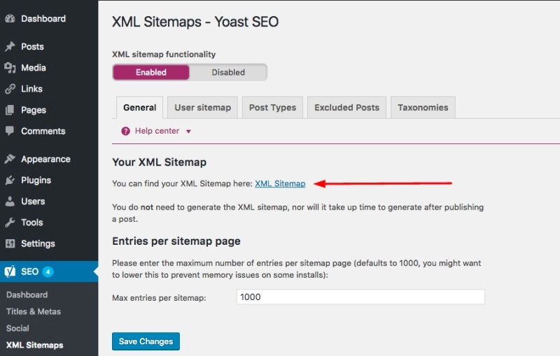 Dùng plugin Yoast SEO để tạo sitemap website